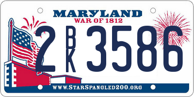 MD license plate 2BK3586