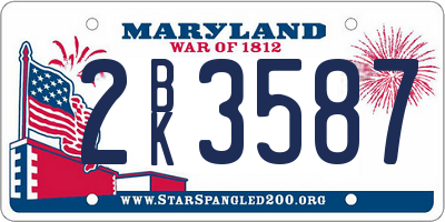MD license plate 2BK3587
