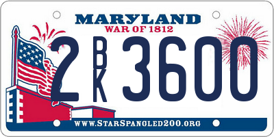 MD license plate 2BK3600