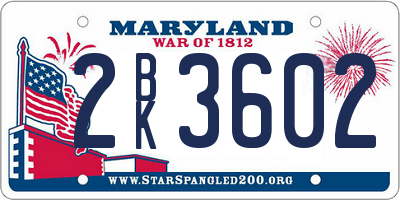 MD license plate 2BK3602