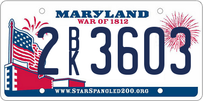 MD license plate 2BK3603
