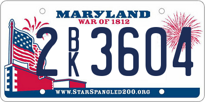 MD license plate 2BK3604