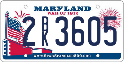 MD license plate 2BK3605