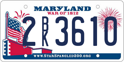 MD license plate 2BK3610