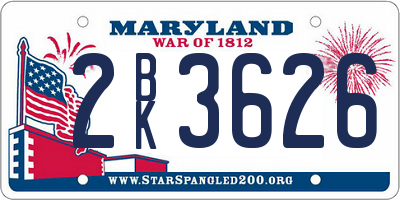 MD license plate 2BK3626