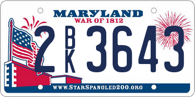 MD license plate 2BK3643