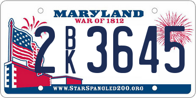 MD license plate 2BK3645