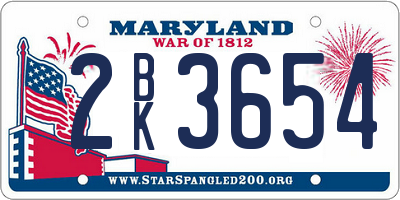 MD license plate 2BK3654
