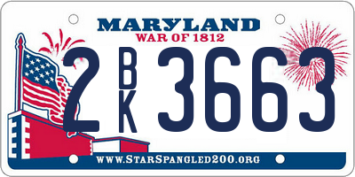 MD license plate 2BK3663