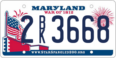 MD license plate 2BK3668