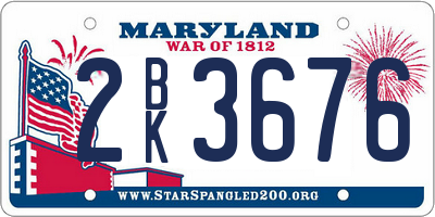 MD license plate 2BK3676