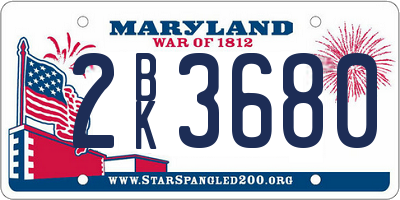 MD license plate 2BK3680