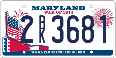 MD license plate 2BK3681