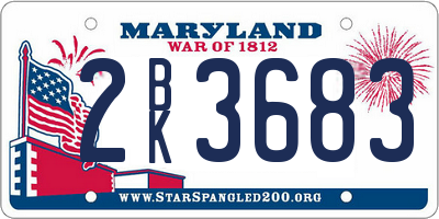MD license plate 2BK3683