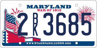 MD license plate 2BK3685