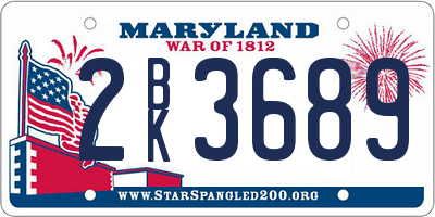 MD license plate 2BK3689
