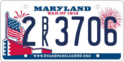 MD license plate 2BK3706