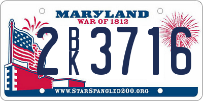 MD license plate 2BK3716