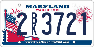 MD license plate 2BK3721