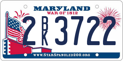 MD license plate 2BK3722