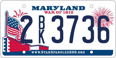 MD license plate 2BK3736