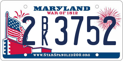 MD license plate 2BK3752