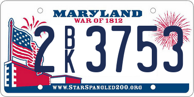 MD license plate 2BK3753