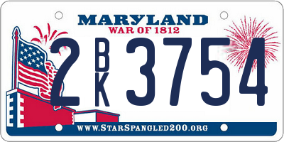 MD license plate 2BK3754