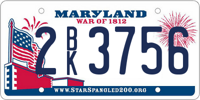 MD license plate 2BK3756