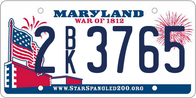MD license plate 2BK3765