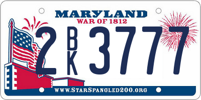 MD license plate 2BK3777