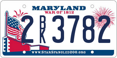 MD license plate 2BK3782