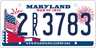 MD license plate 2BK3783