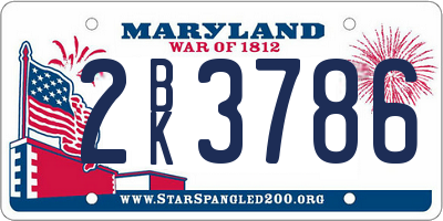 MD license plate 2BK3786