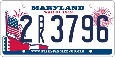 MD license plate 2BK3796