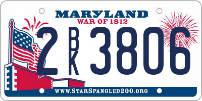 MD license plate 2BK3806