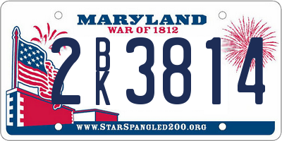 MD license plate 2BK3814