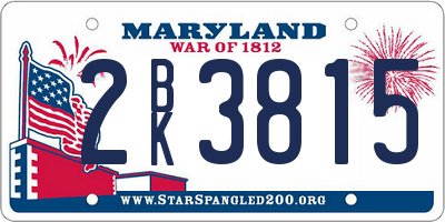 MD license plate 2BK3815