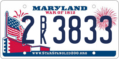 MD license plate 2BK3833
