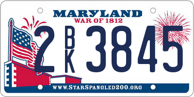MD license plate 2BK3845