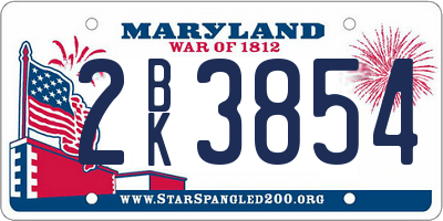 MD license plate 2BK3854