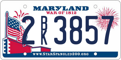 MD license plate 2BK3857