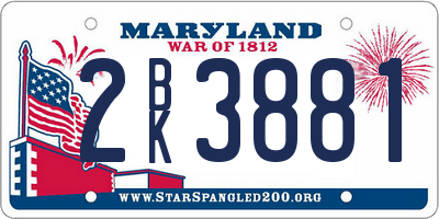 MD license plate 2BK3881