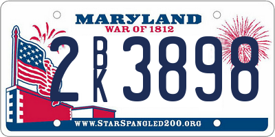 MD license plate 2BK3898