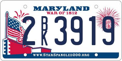 MD license plate 2BK3919