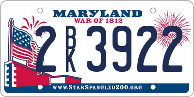 MD license plate 2BK3922