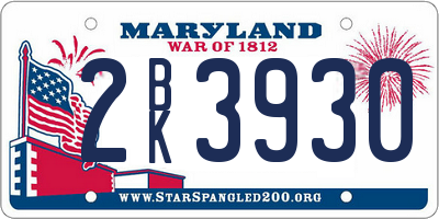 MD license plate 2BK3930