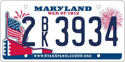 MD license plate 2BK3934