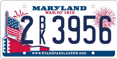MD license plate 2BK3956