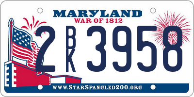 MD license plate 2BK3958